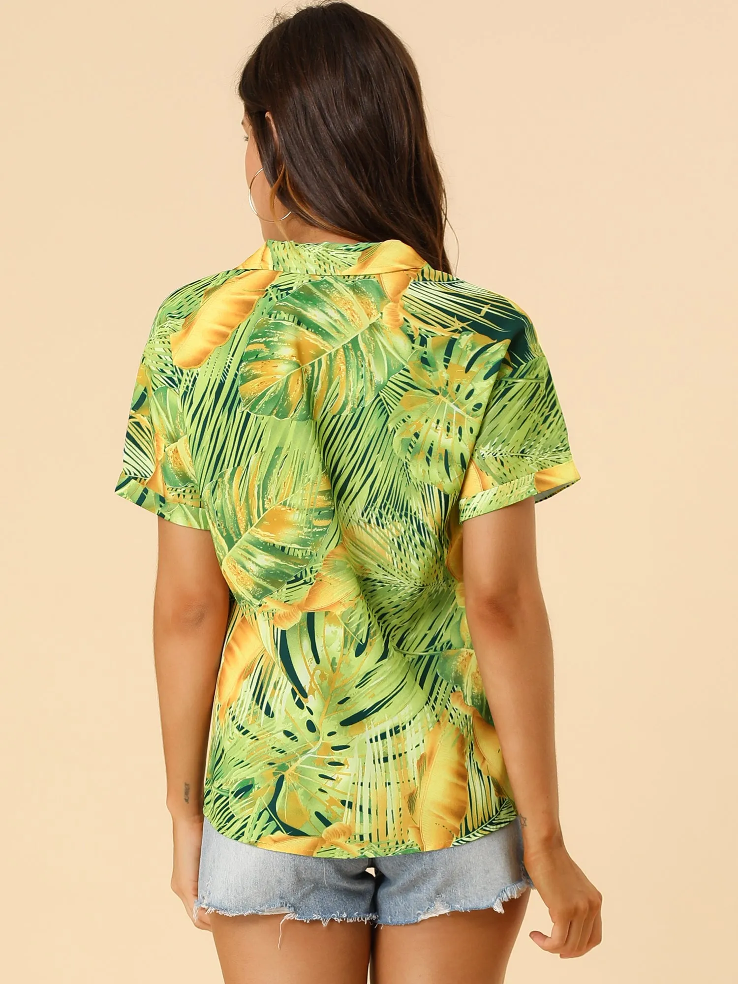 Hawaiian Floral Leaves Tropical Button Down Shirt