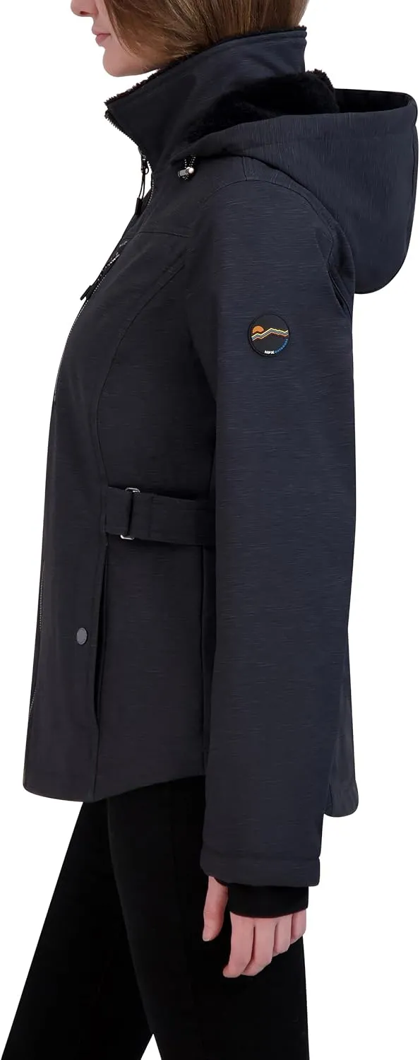 HFX Women's Softshell Power Stretch Fur Lining Jacket with Adjustable Hood