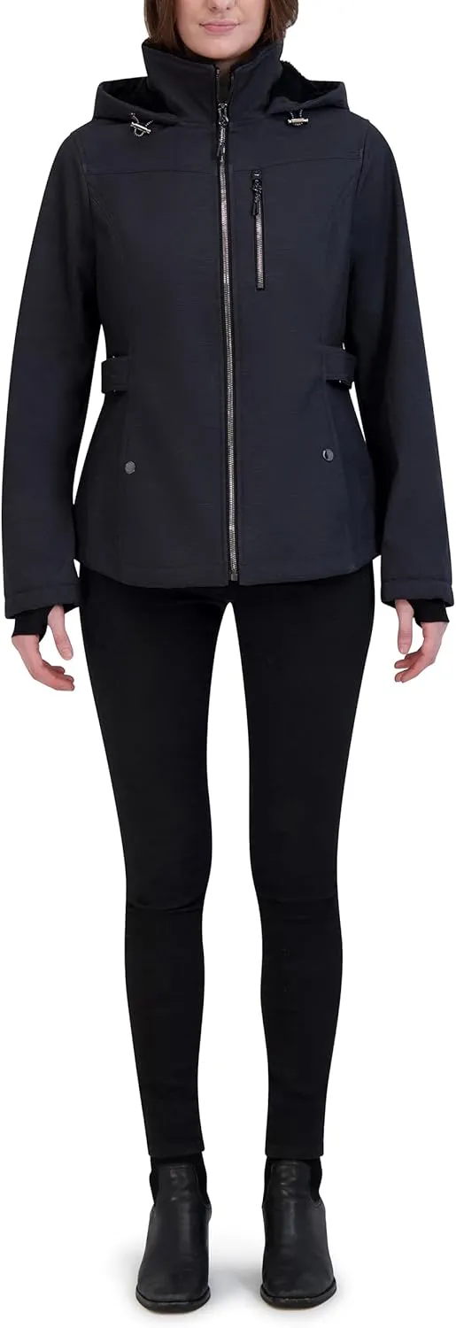 HFX Women's Softshell Power Stretch Fur Lining Jacket with Adjustable Hood