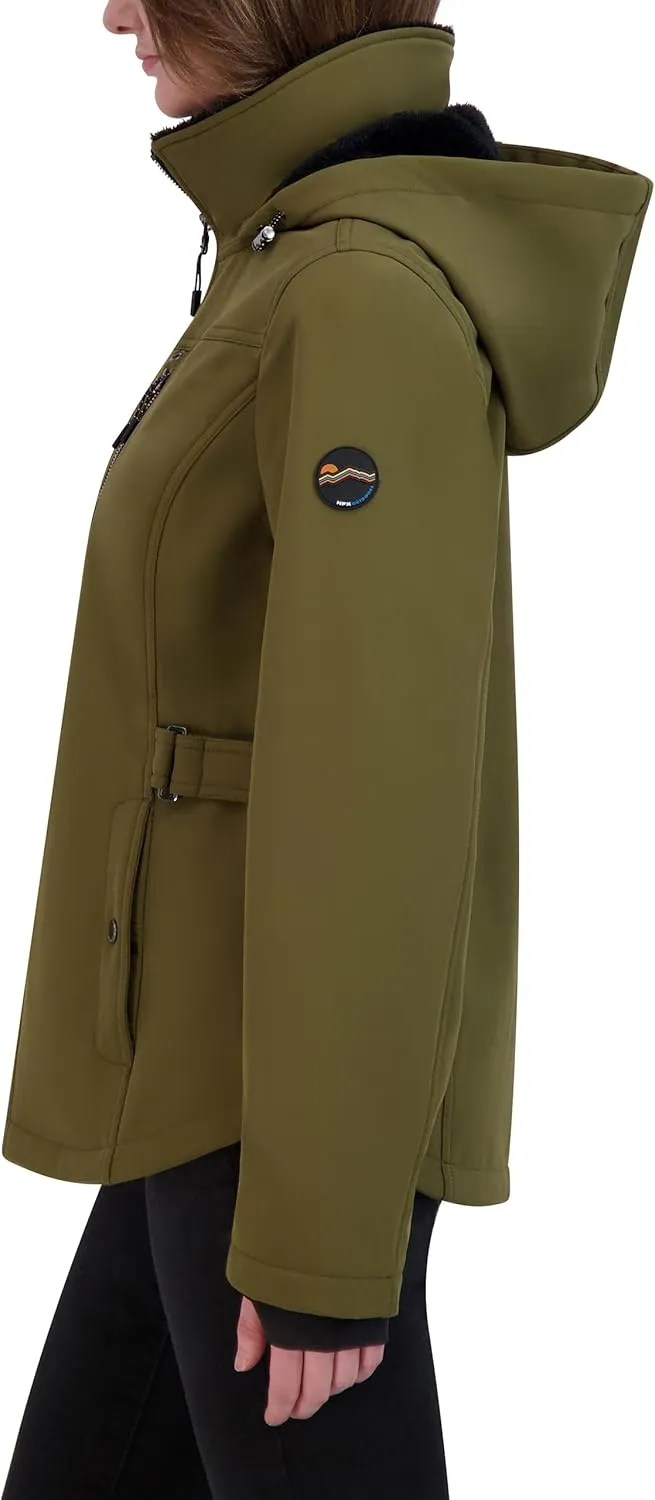 HFX Women's Softshell Power Stretch Fur Lining Jacket with Adjustable Hood