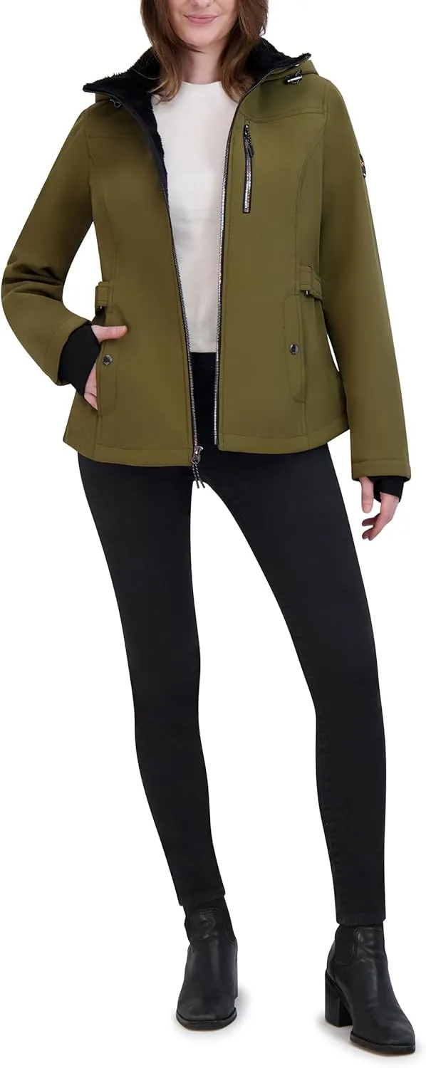 HFX Women's Softshell Power Stretch Fur Lining Jacket with Adjustable Hood