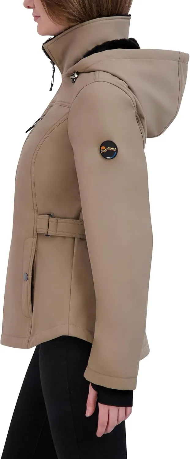 HFX Women's Softshell Power Stretch Fur Lining Jacket with Adjustable Hood