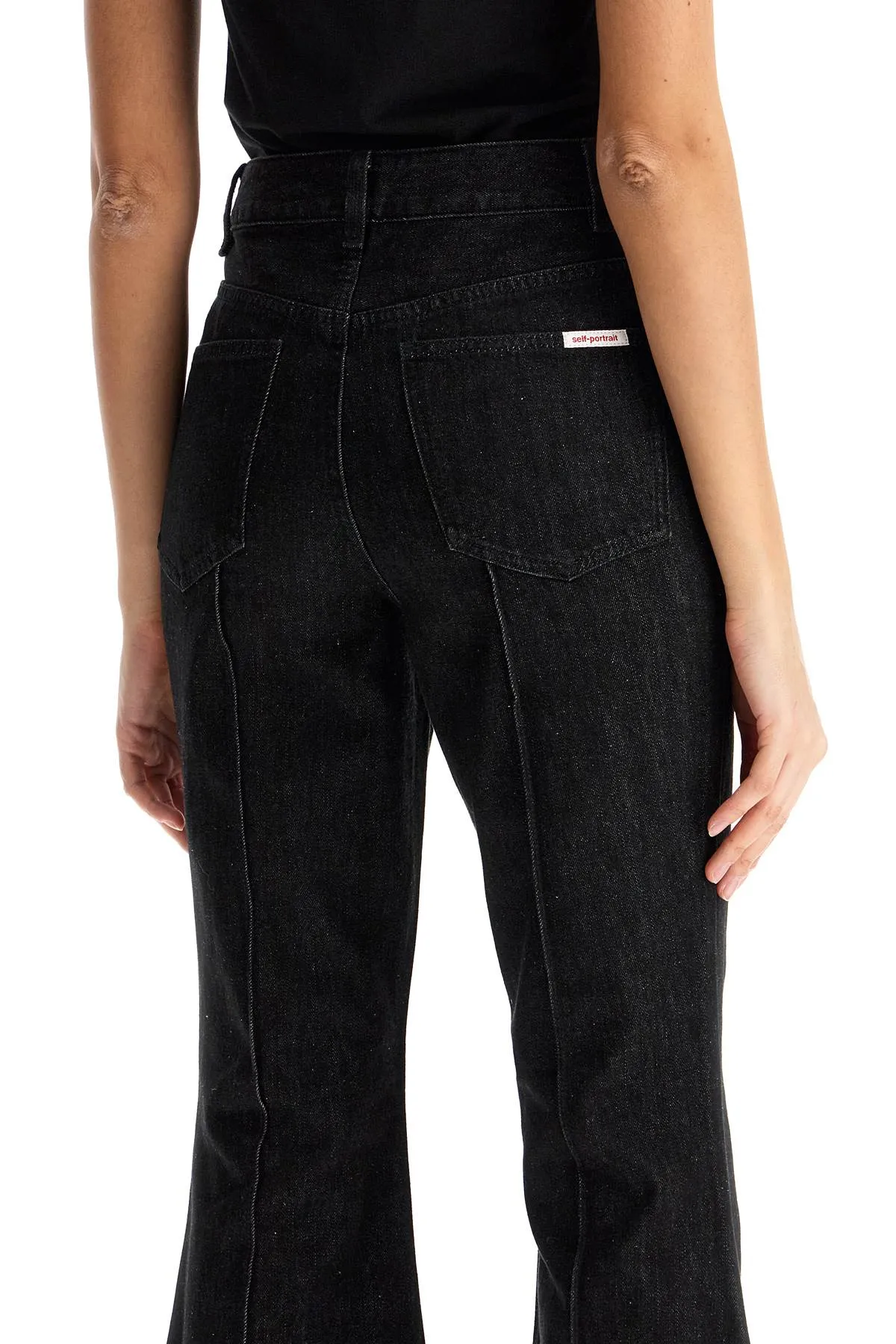 high-waisted flare jeans for RS25 823P B BLACK