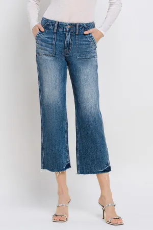 Highrise Crop Utility Straight Denim
