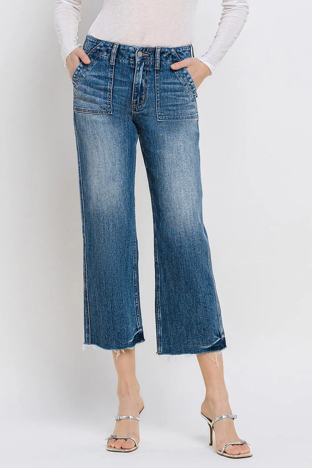 Highrise Crop Utility Straight Denim