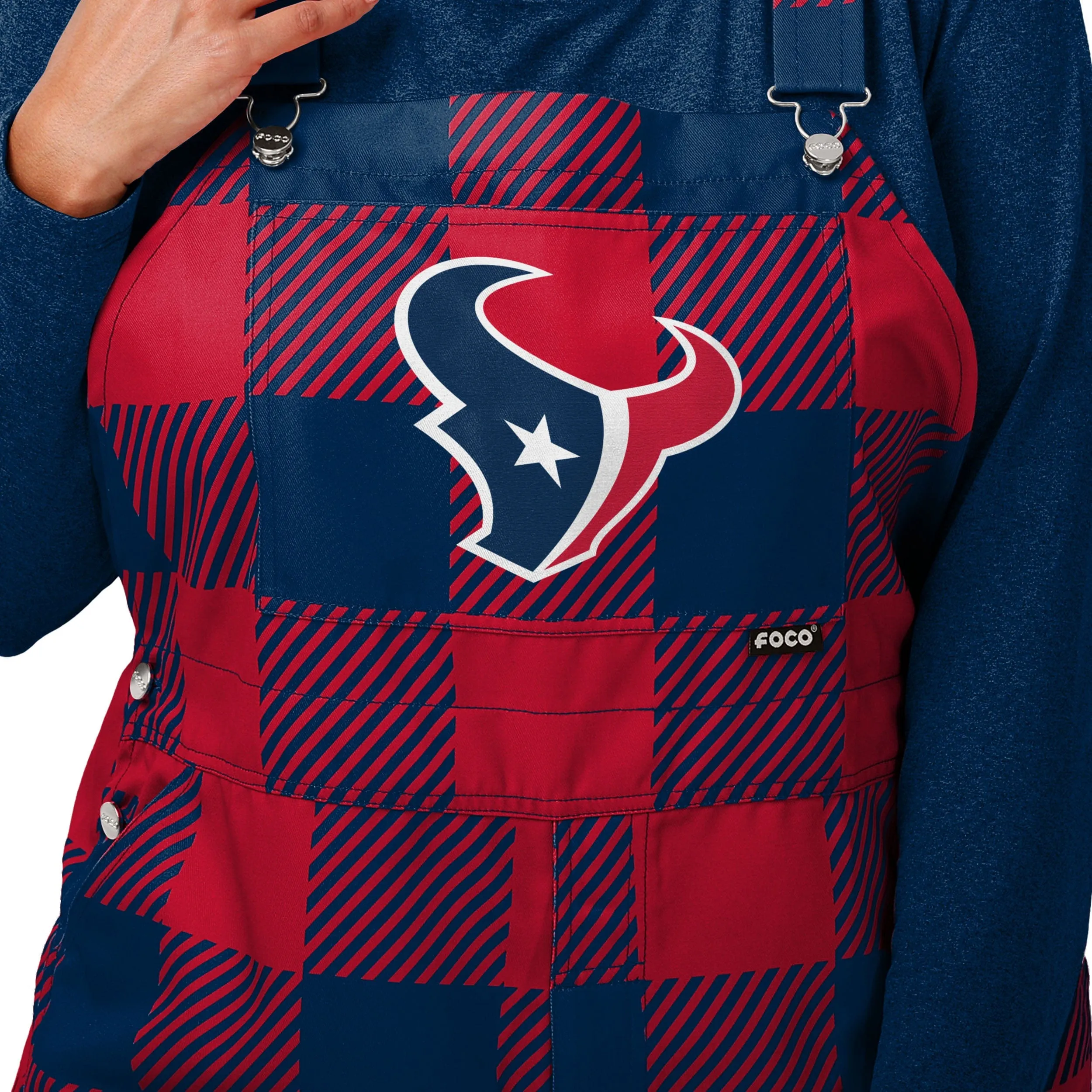 Houston Texans NFL Womens Plaid Bib Overalls