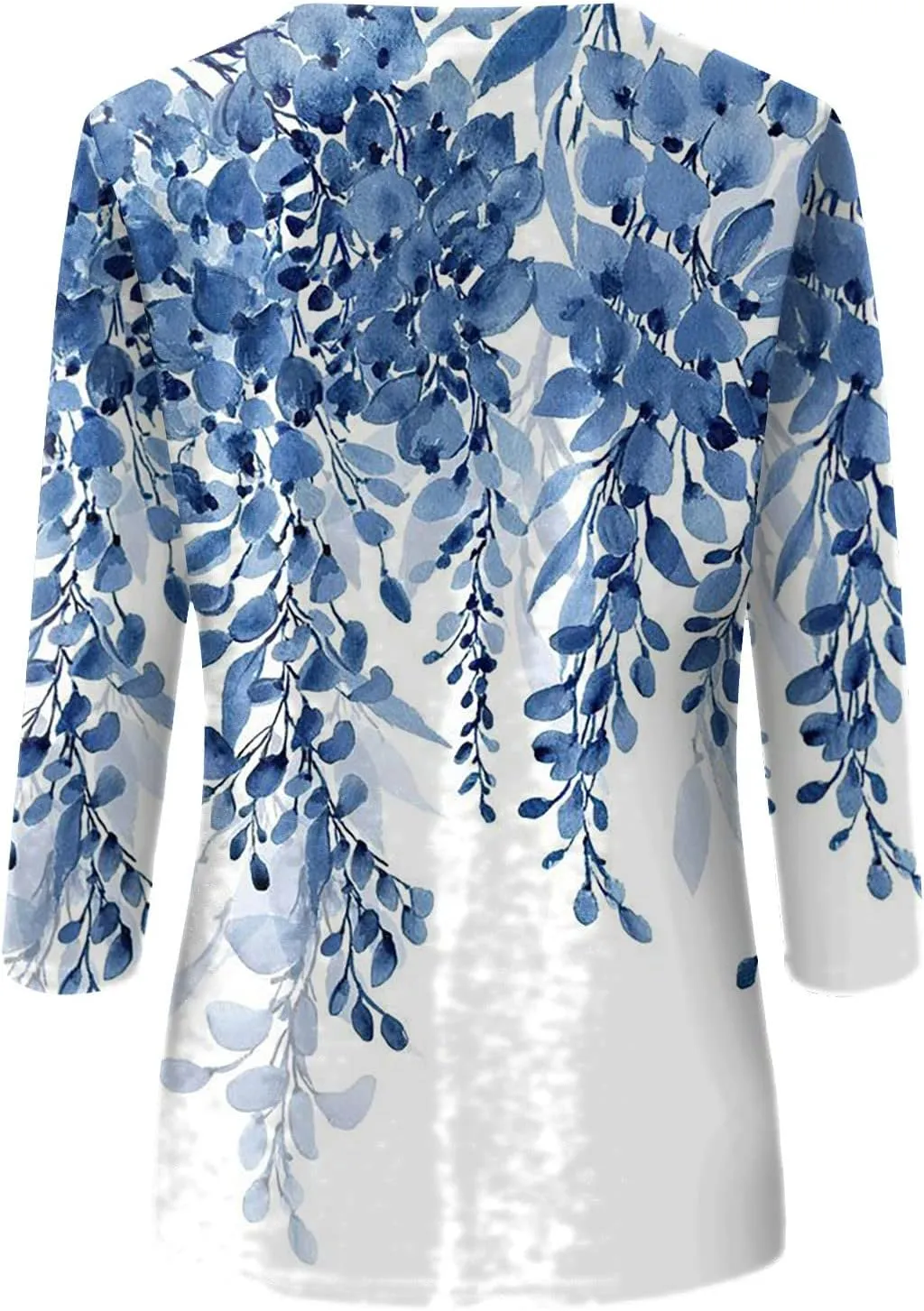 HTHLVMD Womens 3/4 Length Sleeve Tops 2025 Spring Summer Floral Print Crewneck Causal Trendy Tunic Tops for Women