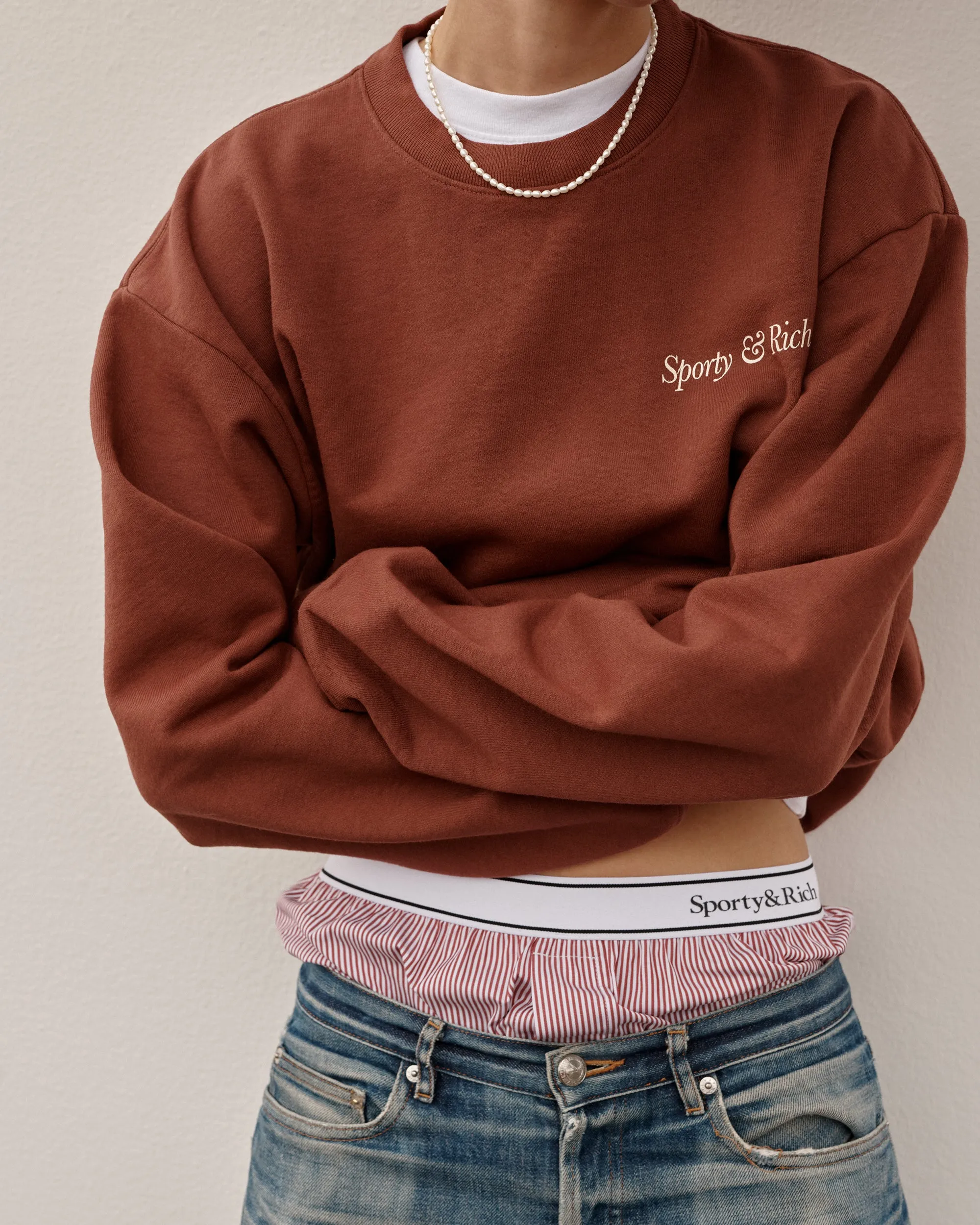 HWCNY Crewneck - Maroon/Cream