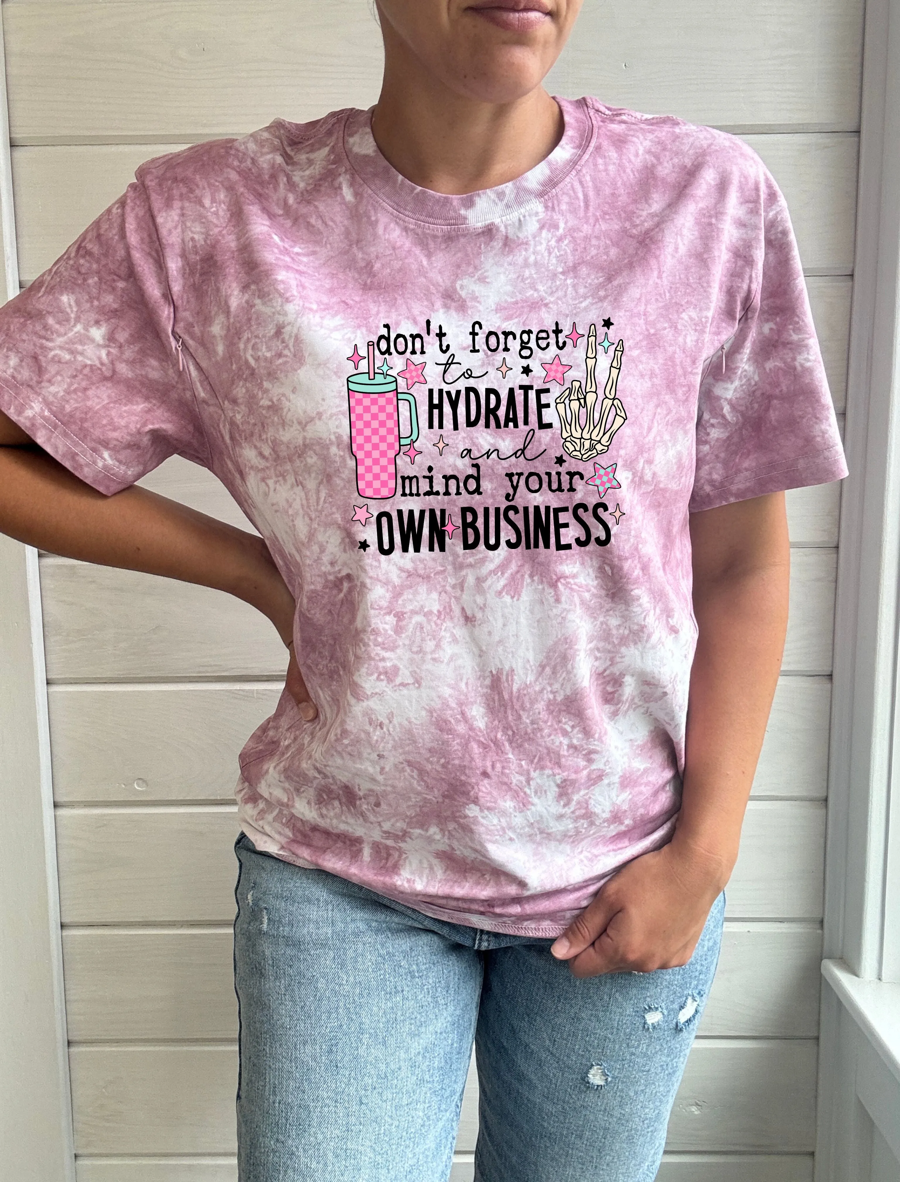 Hydrate & Mind Your Business Tie-Dye Comfort Tee