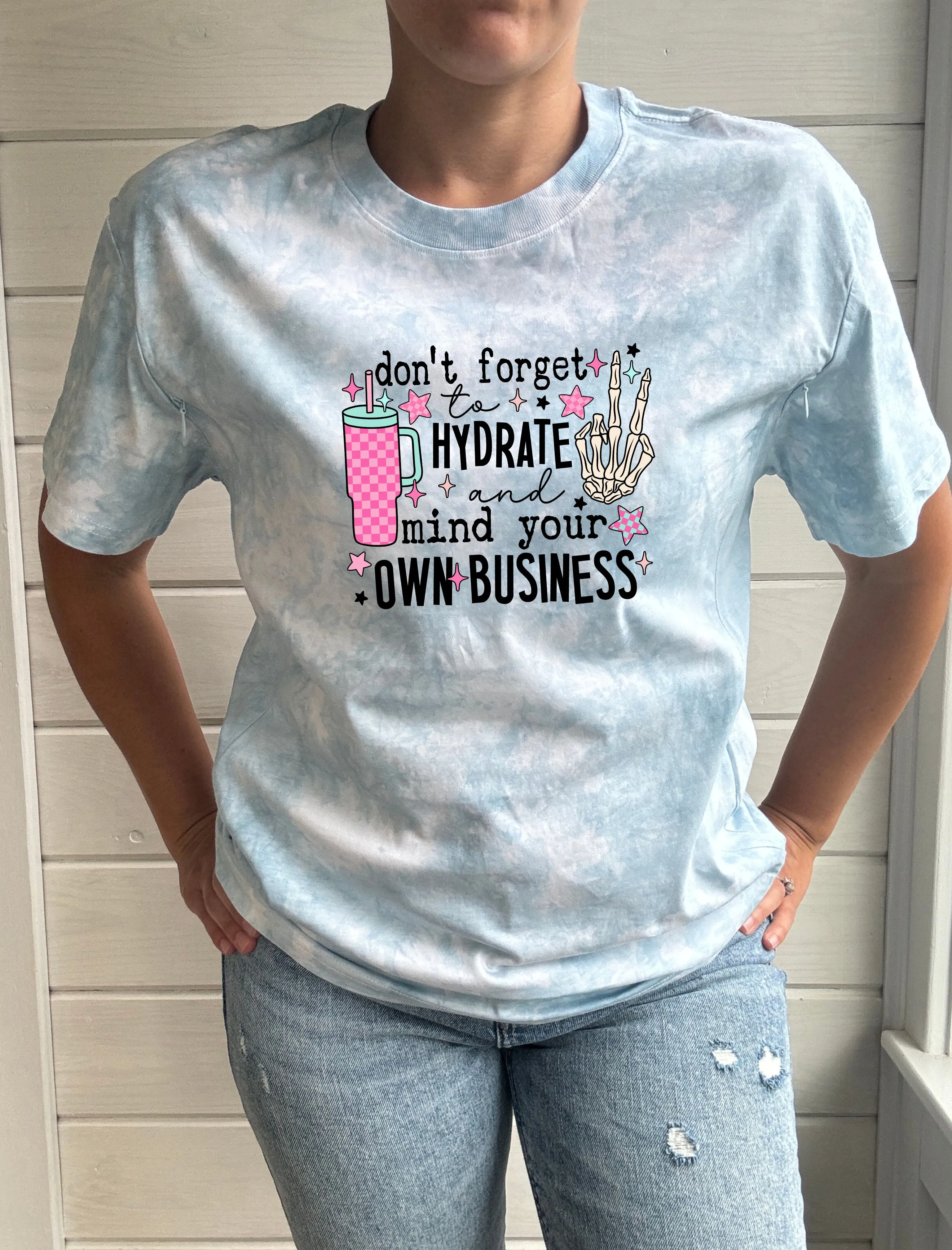 Hydrate & Mind Your Business Tie-Dye Comfort Tee