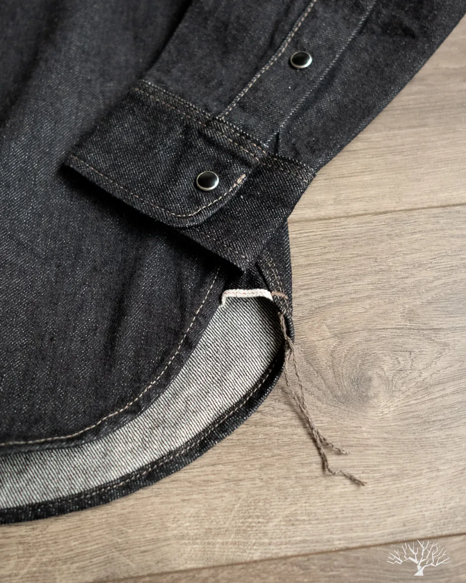 IHSH-326-BLK - 12oz Selvedge Denim Snap Work Shirt - Black