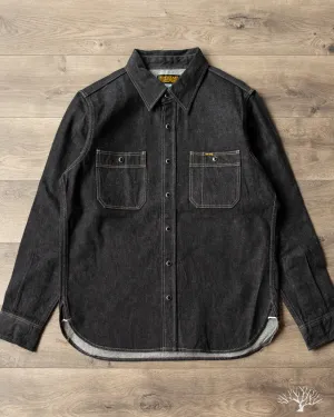 IHSH-326-BLK - 12oz Selvedge Denim Snap Work Shirt - Black
