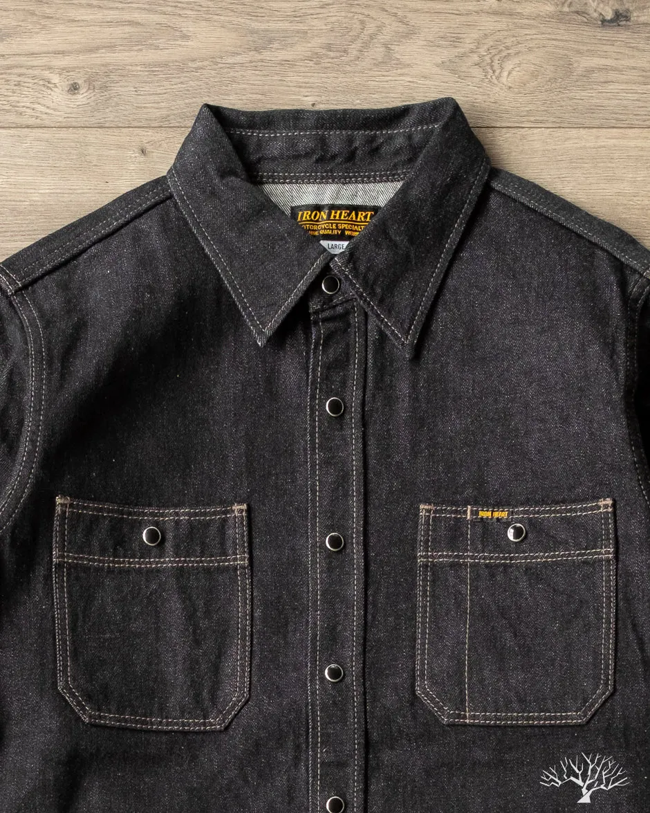 IHSH-326-BLK - 12oz Selvedge Denim Snap Work Shirt - Black