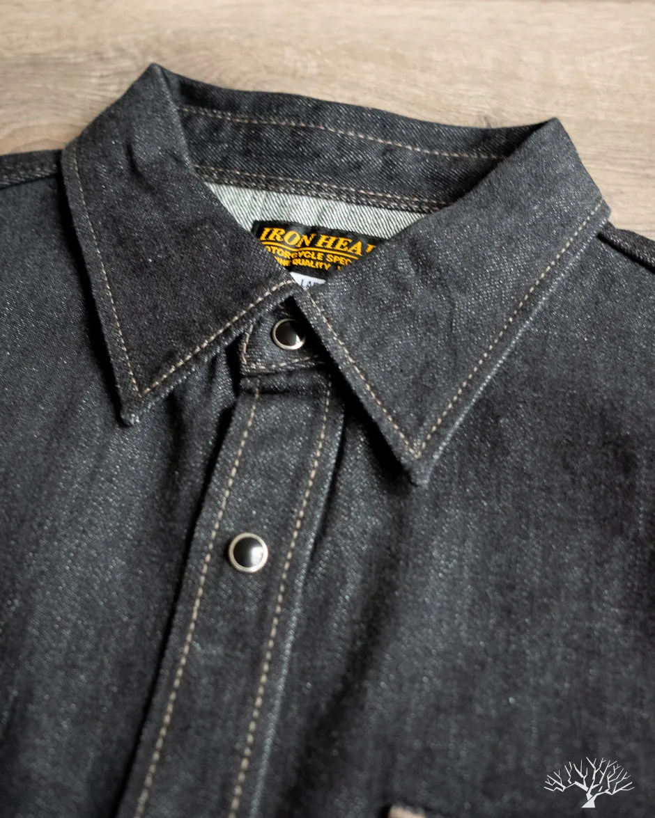 IHSH-326-BLK - 12oz Selvedge Denim Snap Work Shirt - Black