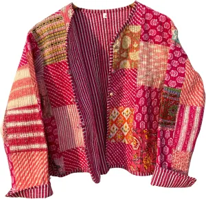 Indian Patchwork Cotton Jacket | Reversible Coat | Winter Quilted Cotton Jacket for Women