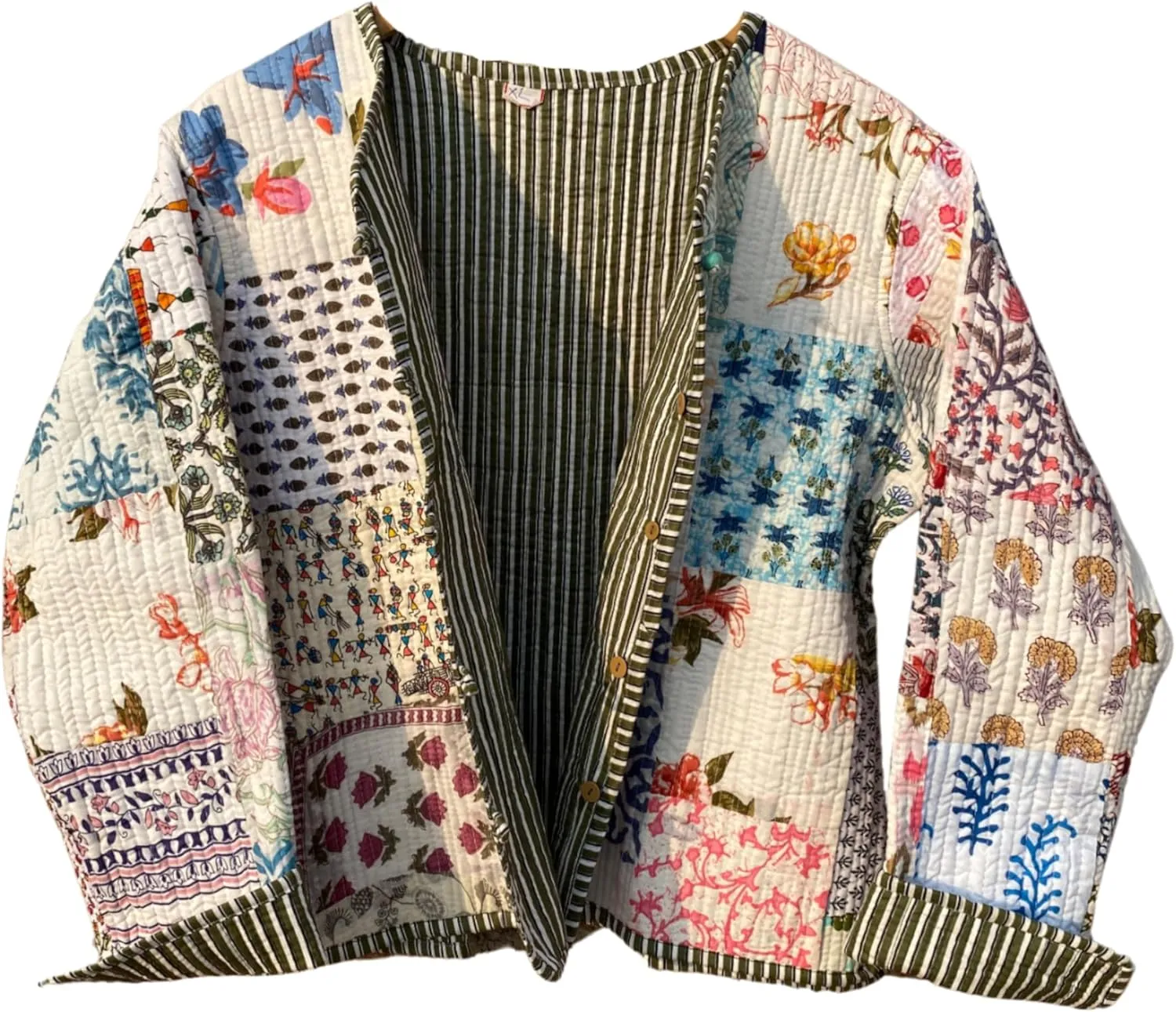 Indian Patchwork Cotton Jacket | Reversible Coat | Winter Quilted Cotton Jacket for Women