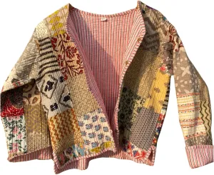 Indian Patchwork Cotton Jacket | Reversible Coat | Winter Quilted Cotton Jacket for Women