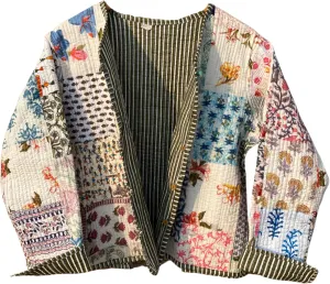 Indian Patchwork Cotton Jacket | Reversible Coat | Winter Quilted Cotton Jacket for Women