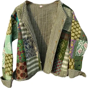Indian Patchwork Cotton Jacket | Reversible Coat | Winter Quilted Cotton Jacket for Women