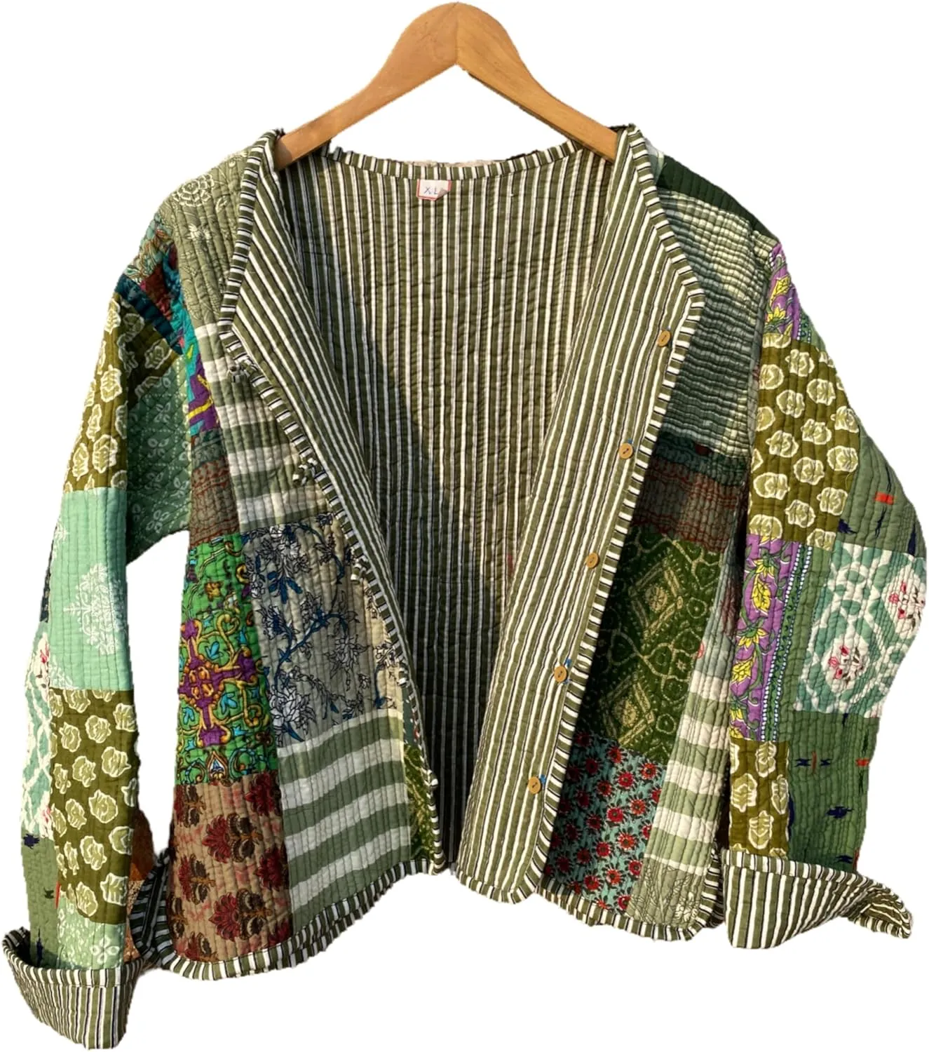 Indian Patchwork Cotton Jacket | Reversible Coat | Winter Quilted Cotton Jacket for Women
