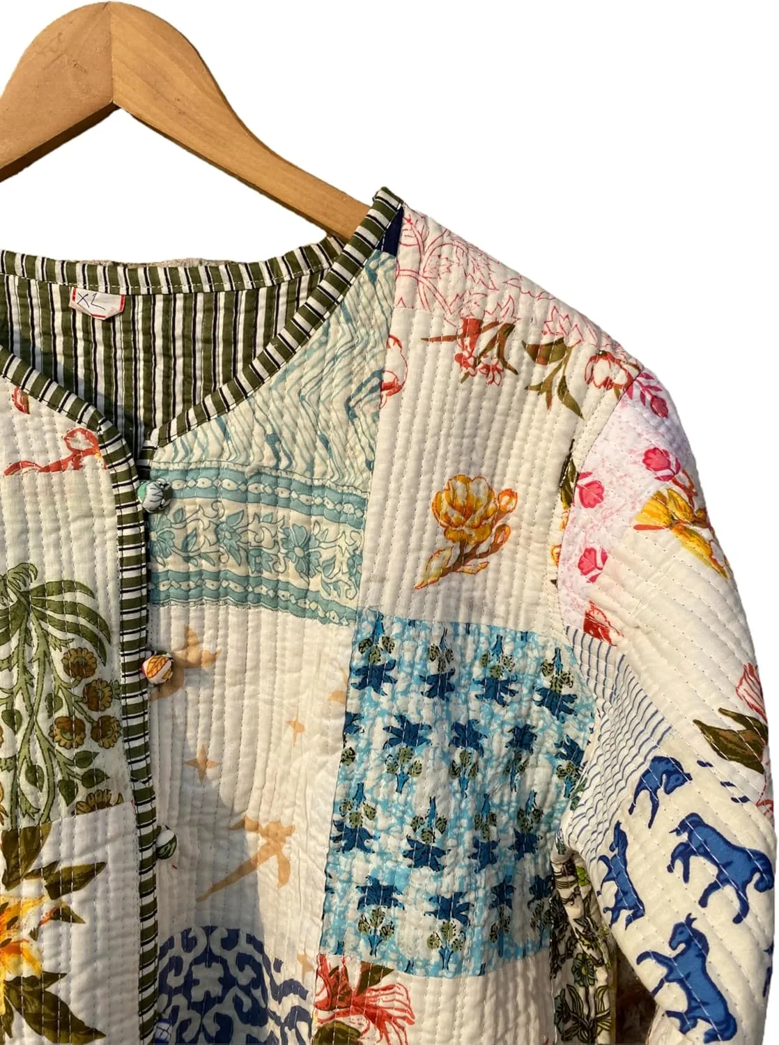 Indian Patchwork Cotton Jacket | Reversible Coat | Winter Quilted Cotton Jacket for Women
