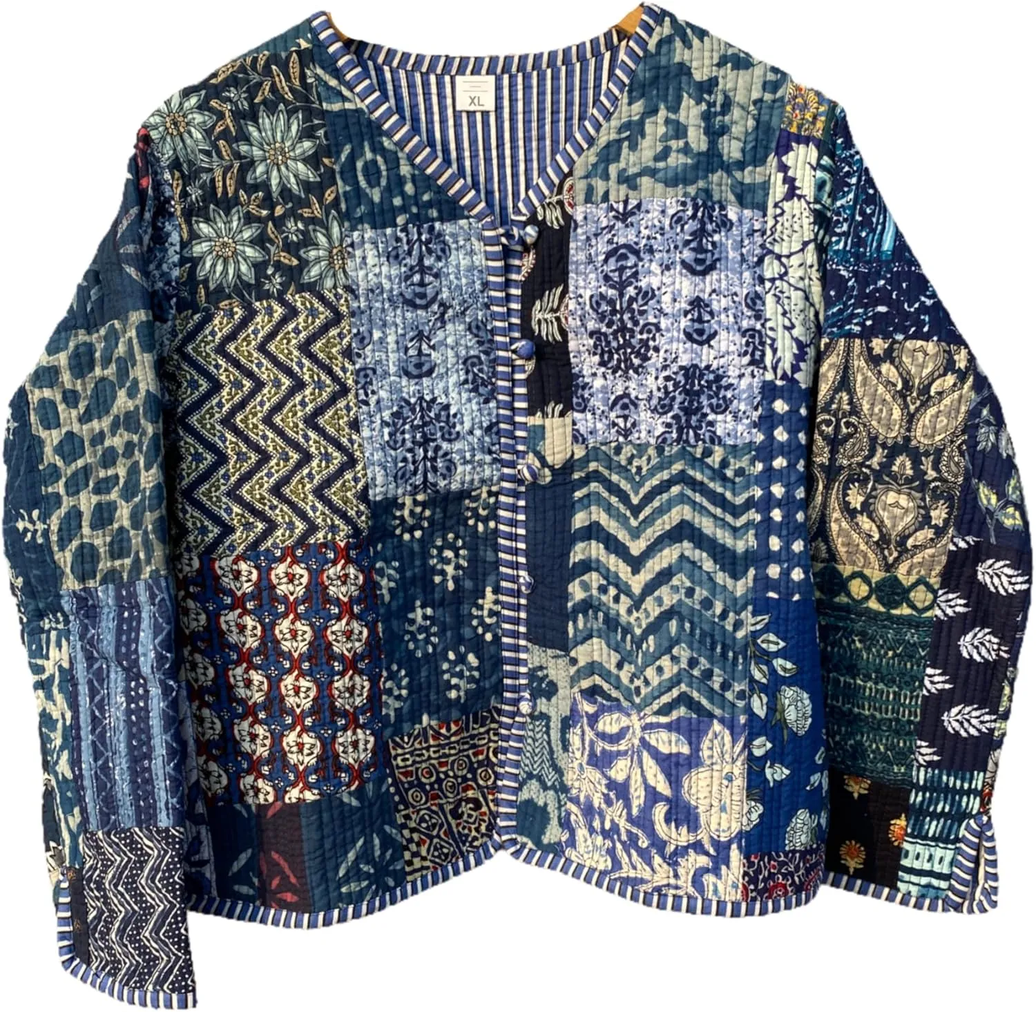 Indian Patchwork Cotton Jacket | Reversible Coat | Winter Quilted Cotton Jacket for Women