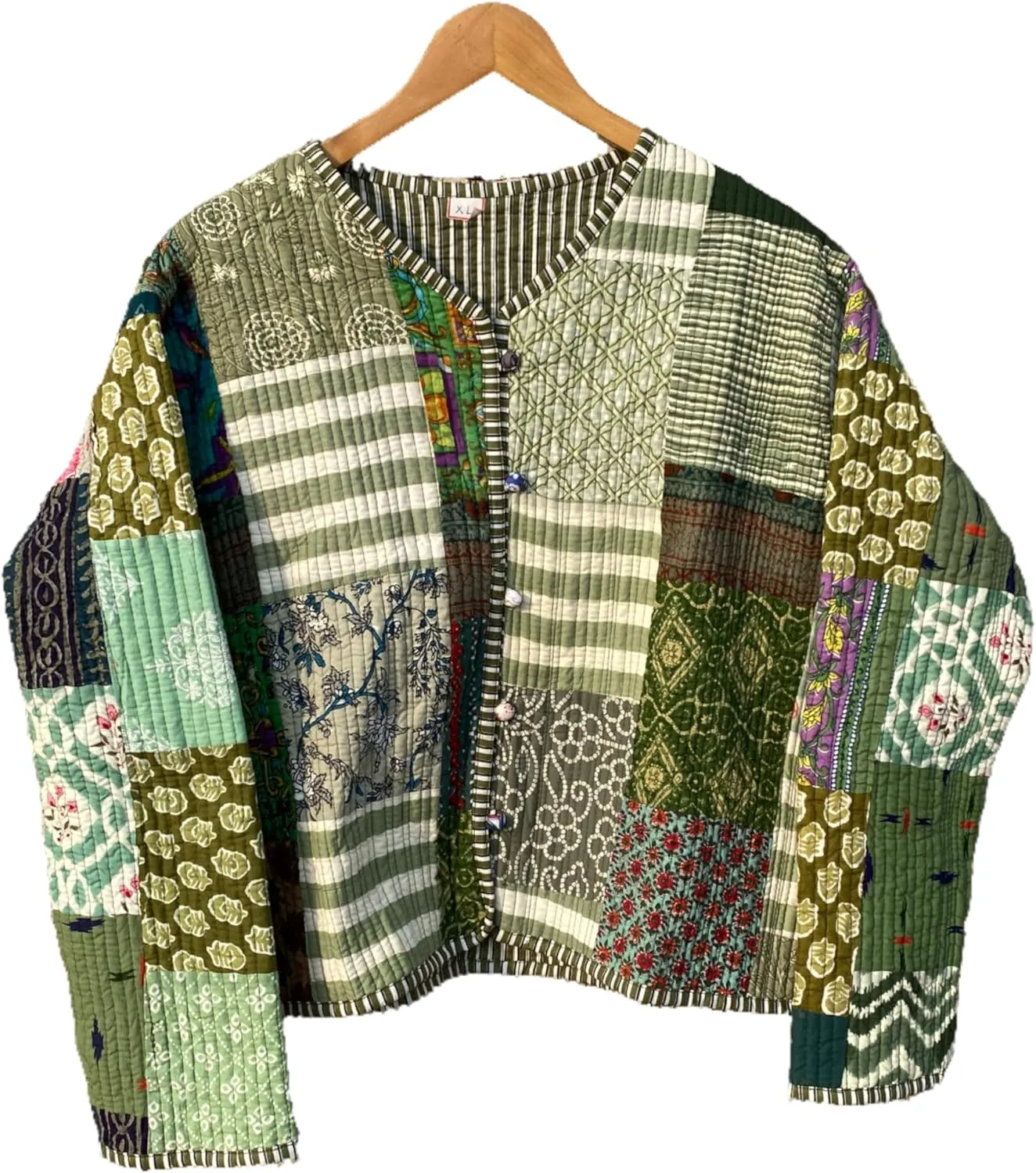 Indian Patchwork Cotton Jacket | Reversible Coat | Winter Quilted Cotton Jacket for Women
