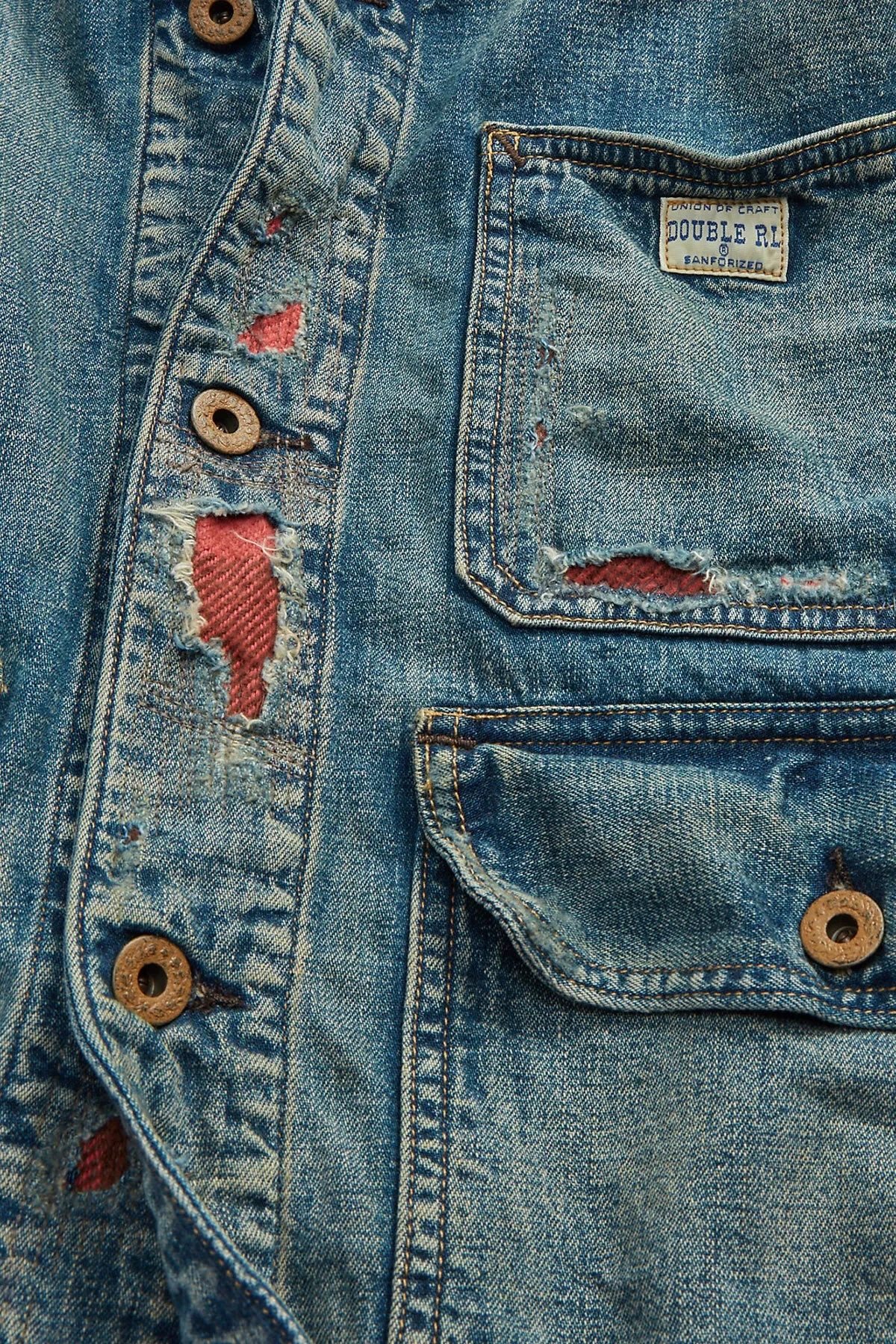 Indigo Cotton-Linen Denim Work Jacket - Repaired Campton Wash