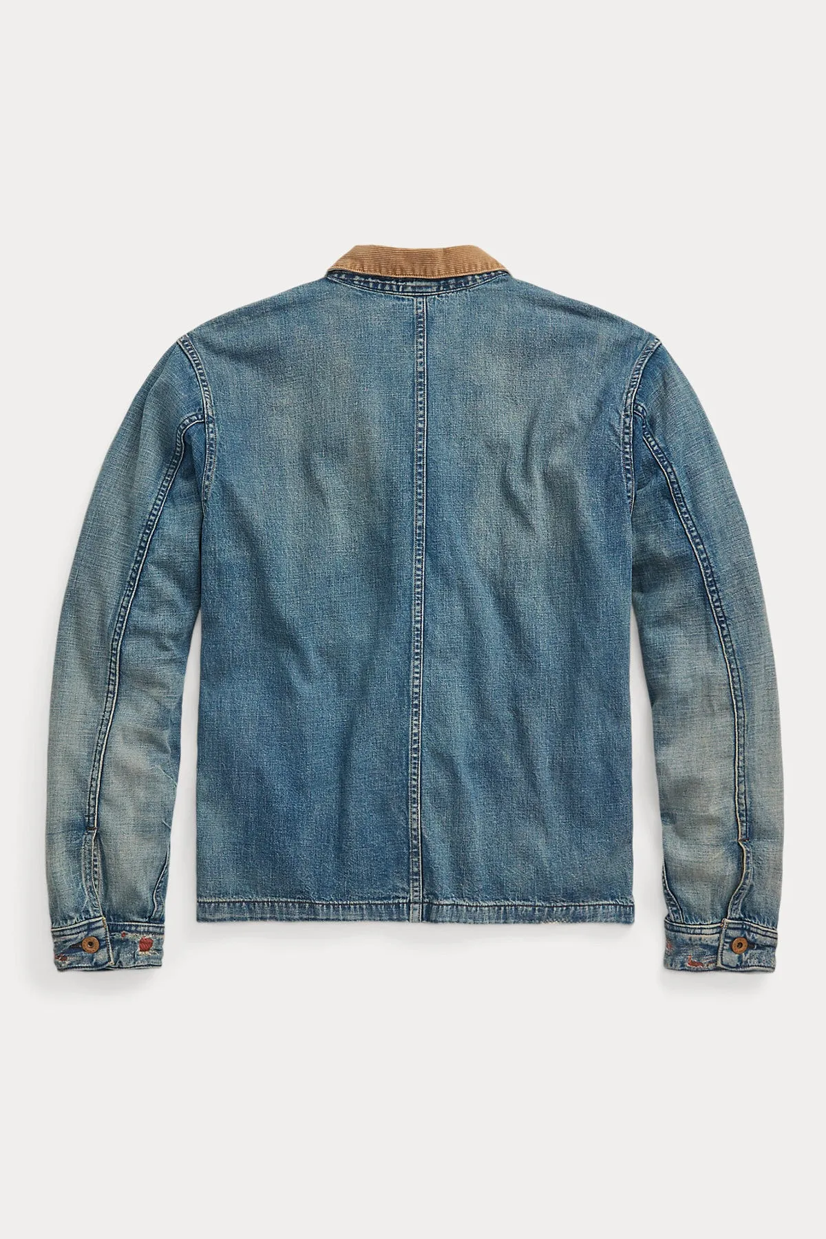 Indigo Cotton-Linen Denim Work Jacket - Repaired Campton Wash