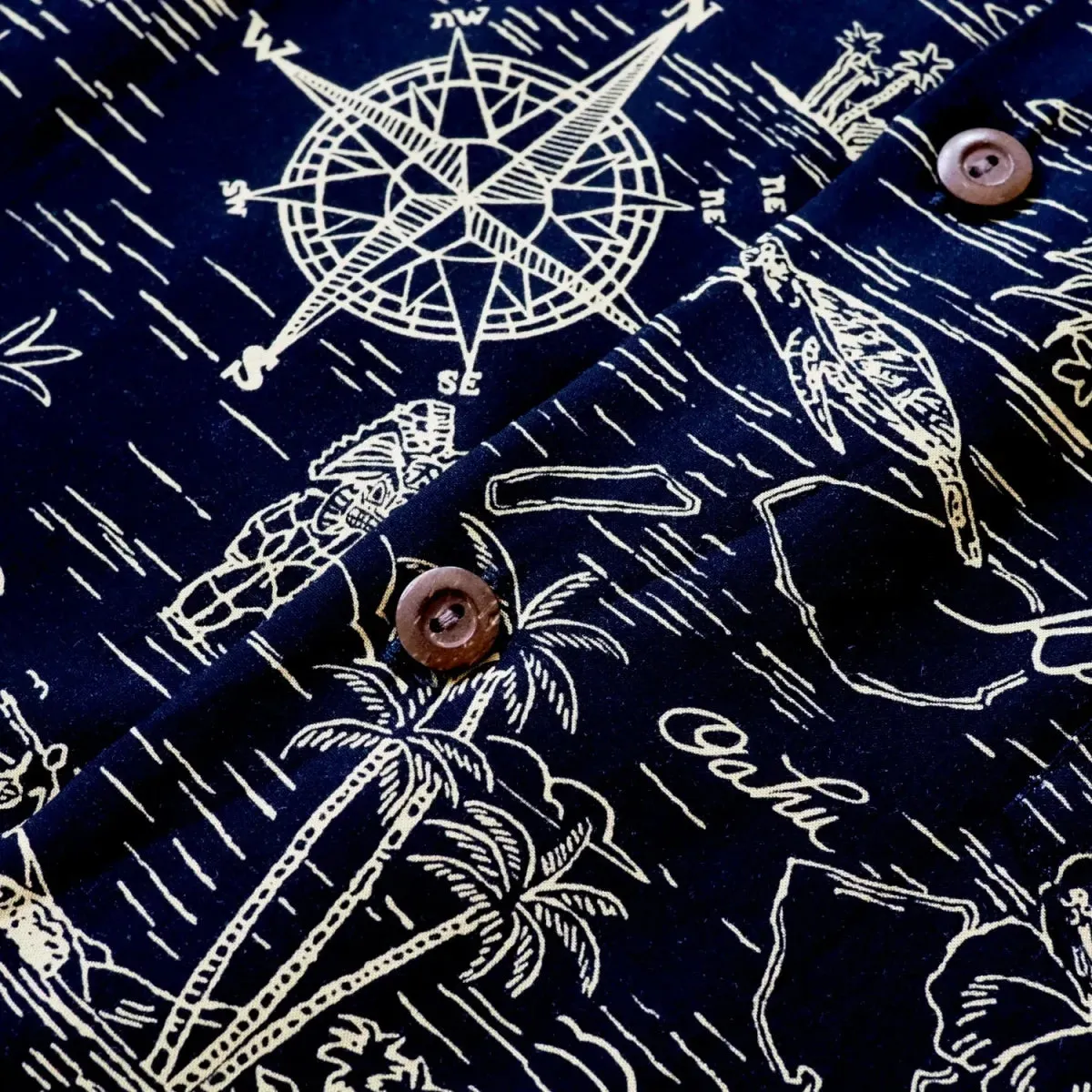 island cruise black hawaiian rayon shirt