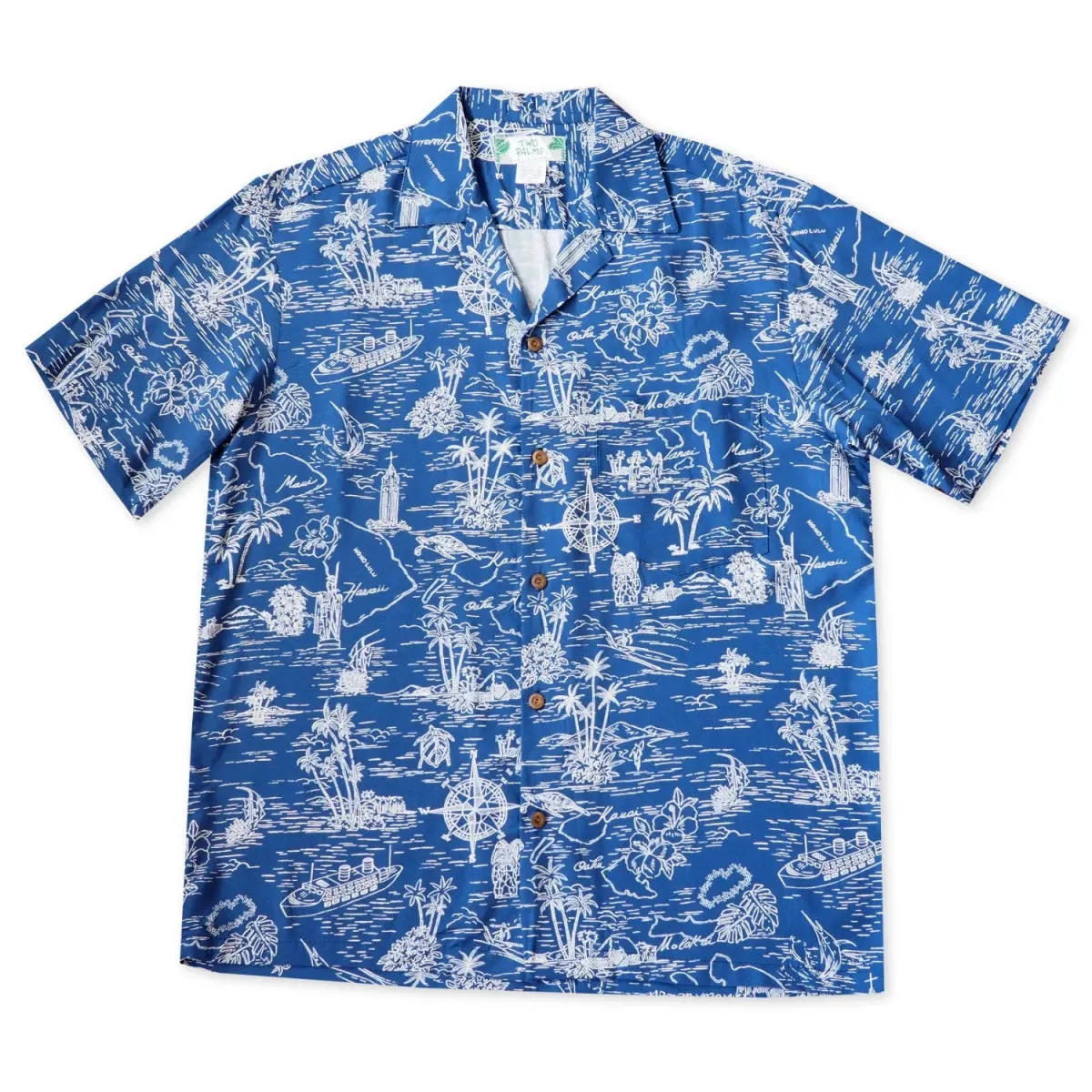 island cruise blue hawaiian rayon shirt