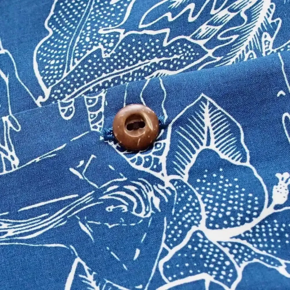island hop blue hawaiian rayon shirt
