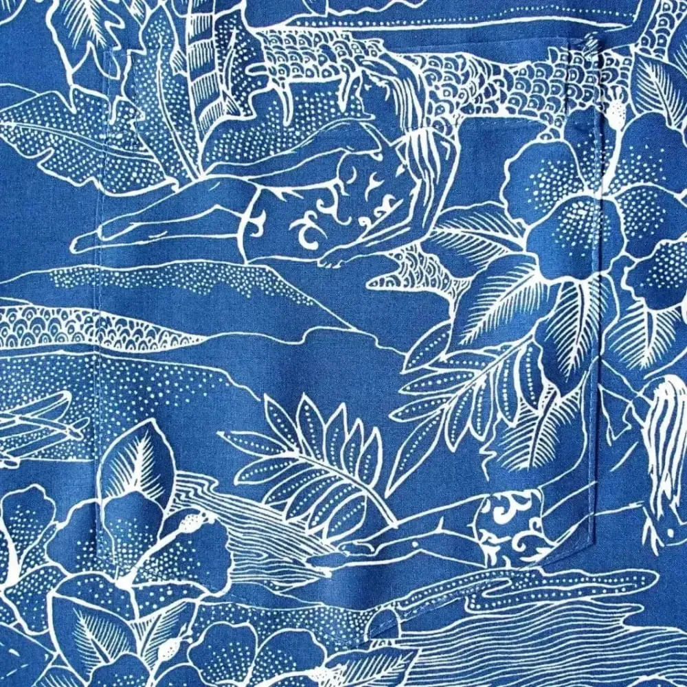 island hop blue hawaiian rayon shirt