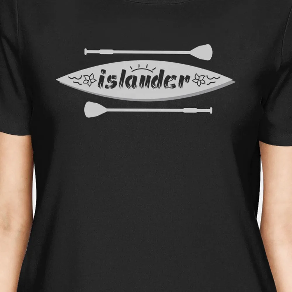 Islander Paddle Board Design Womens Black Tee Crew Neck Summer Tee