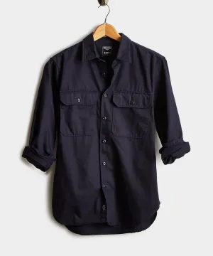 Italian Two Pocket Utility Long Sleeve Shirt in Navy