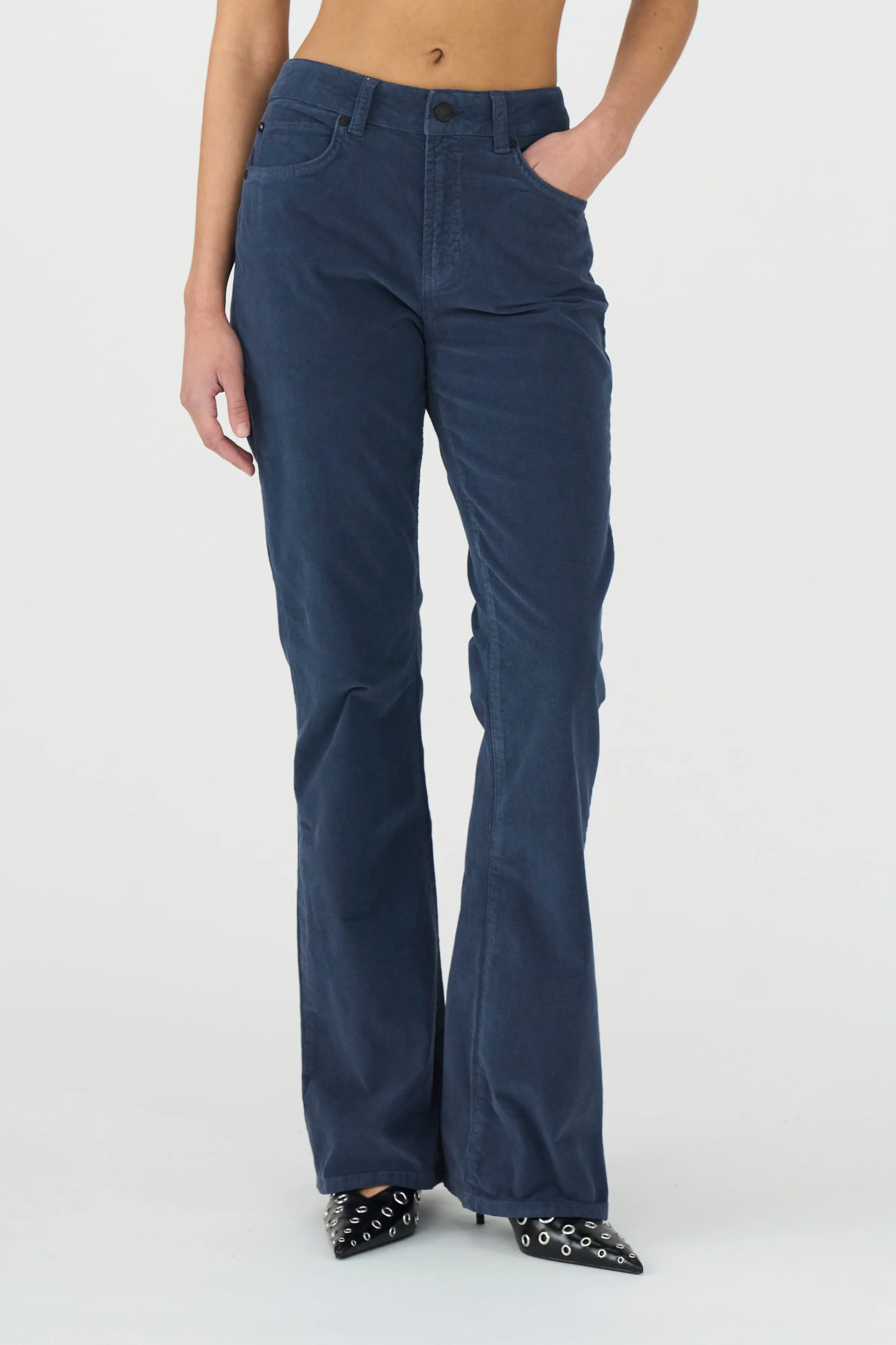 IVY-Tara Flare Jeans Baby Cord - Deep Navy Blue