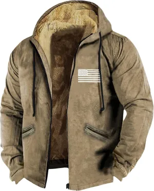 Jackets for Men Winter Comfortable Coats Full Zip Up Hoodies with Pocket Fuzzy Thermal Oversized Casual Outerwear