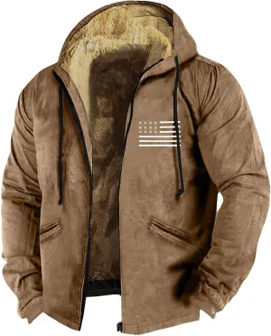 Jackets for Men Winter Comfortable Coats Full Zip Up Hoodies with Pocket Fuzzy Thermal Oversized Casual Outerwear