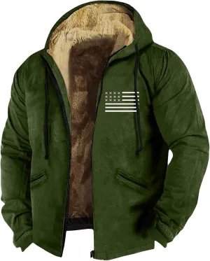 Jackets for Men Winter Comfortable Coats Full Zip Up Hoodies with Pocket Fuzzy Thermal Oversized Casual Outerwear