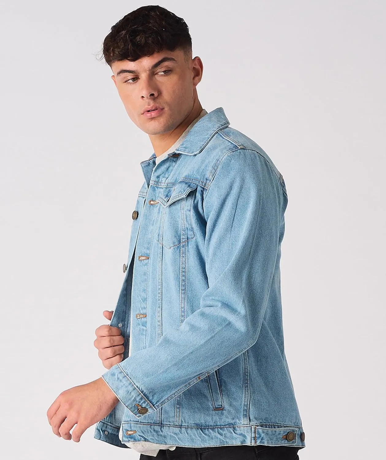 Jean Jacket For Men - Classic Trucker Style Slim Fit Casual Outerwear Button Down Cowboy Cut - Men's Denim Jacket