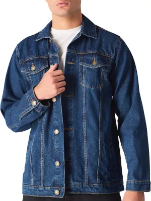 Jean Jacket For Men - Classic Trucker Style Slim Fit Casual Outerwear Button Down Cowboy Cut - Men's Denim Jacket