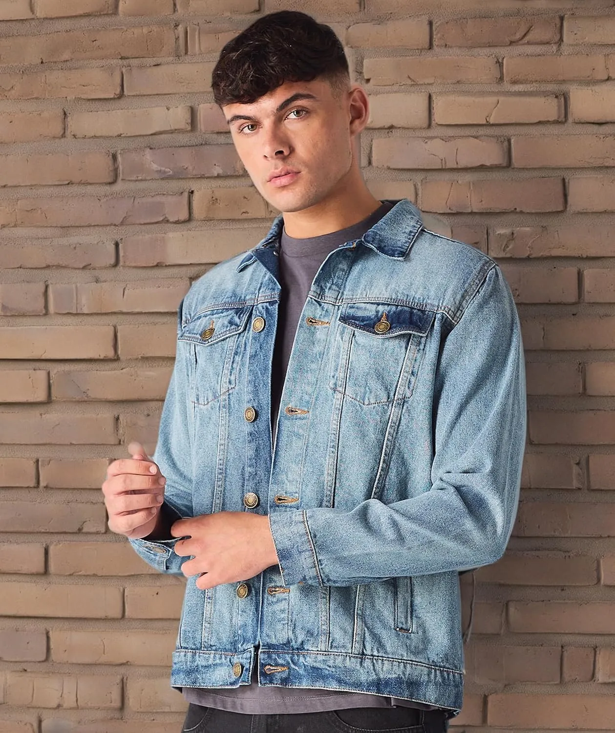 Jean Jacket For Men - Classic Trucker Style Slim Fit Casual Outerwear Button Down Cowboy Cut - Men's Denim Jacket