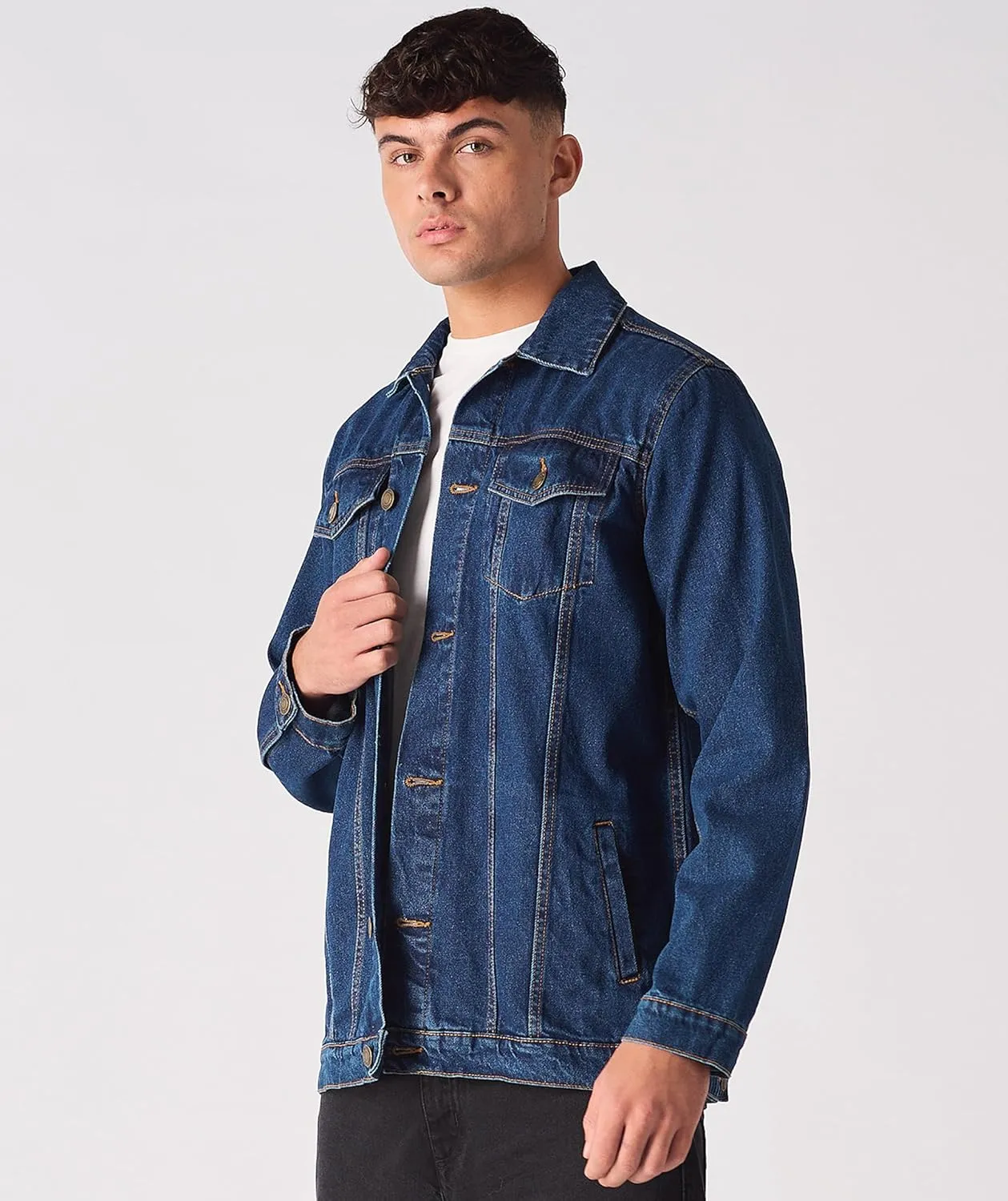 Jean Jacket For Men - Classic Trucker Style Slim Fit Casual Outerwear Button Down Cowboy Cut - Men's Denim Jacket