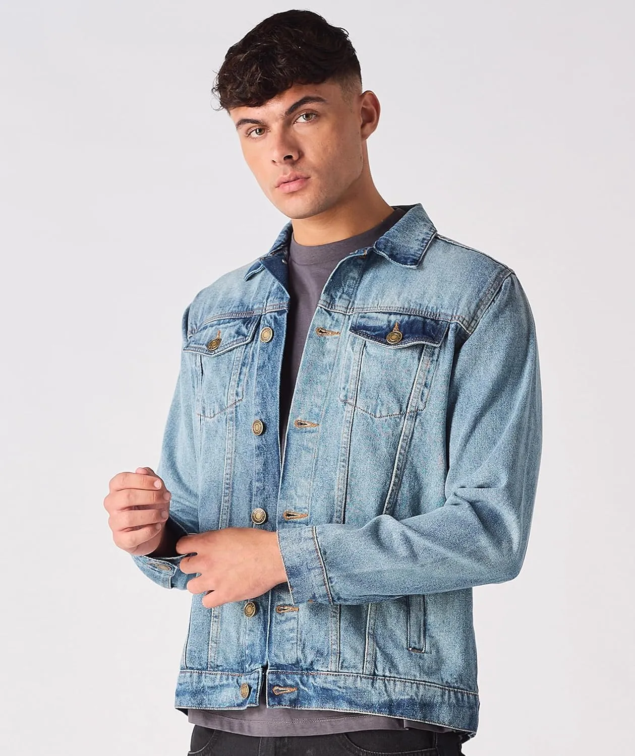 Jean Jacket For Men - Classic Trucker Style Slim Fit Casual Outerwear Button Down Cowboy Cut - Men's Denim Jacket