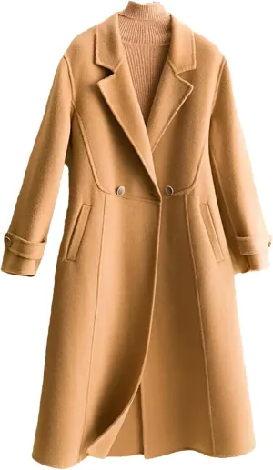 Jegsnoe Women Wool Coat Winter Wool Blend Coat Autumn Wool Long Jacket Female Cashmere Overcoat