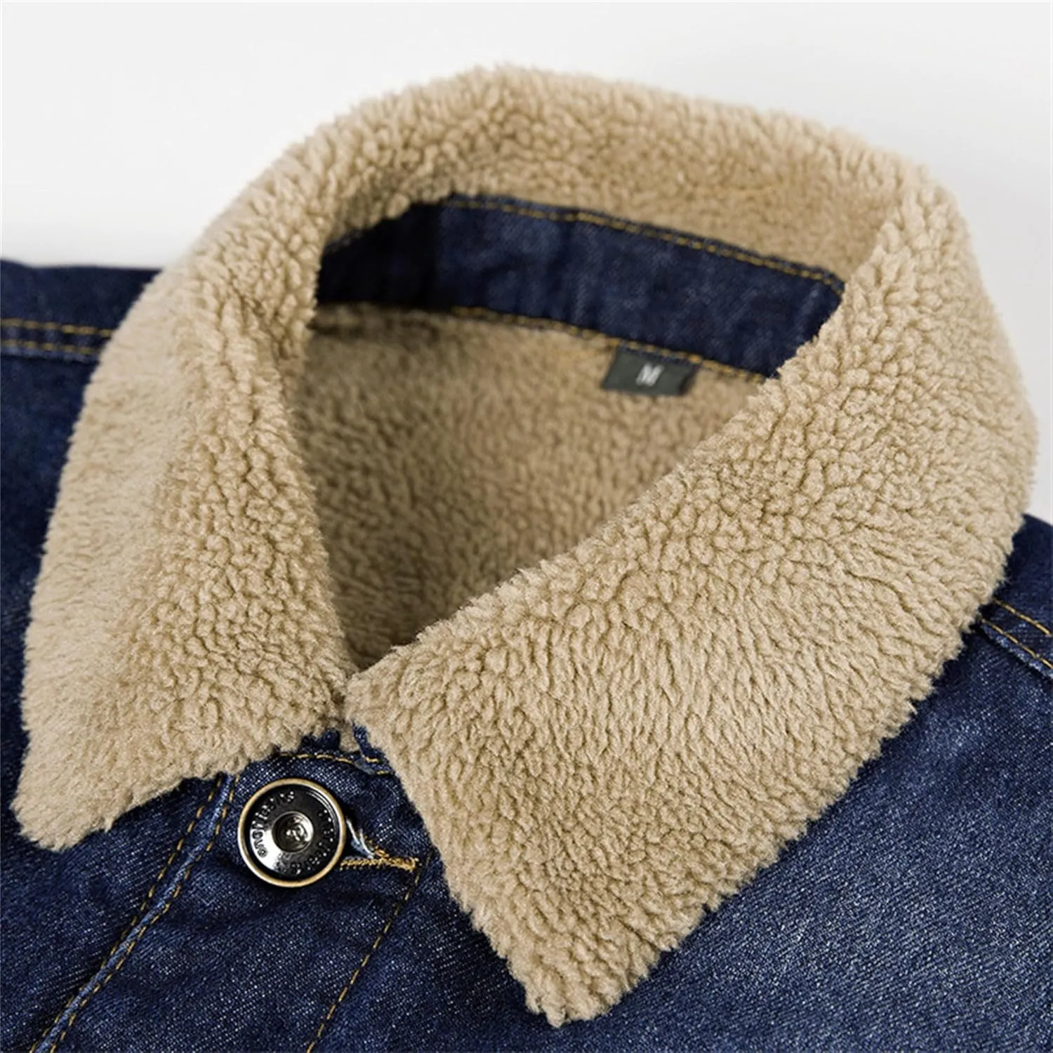 JEKE-DG Men's Sherpa Fleece Lined Denim Jacket Winter Trucker Jean Jacket Cowboy Thicken Cargo Coat