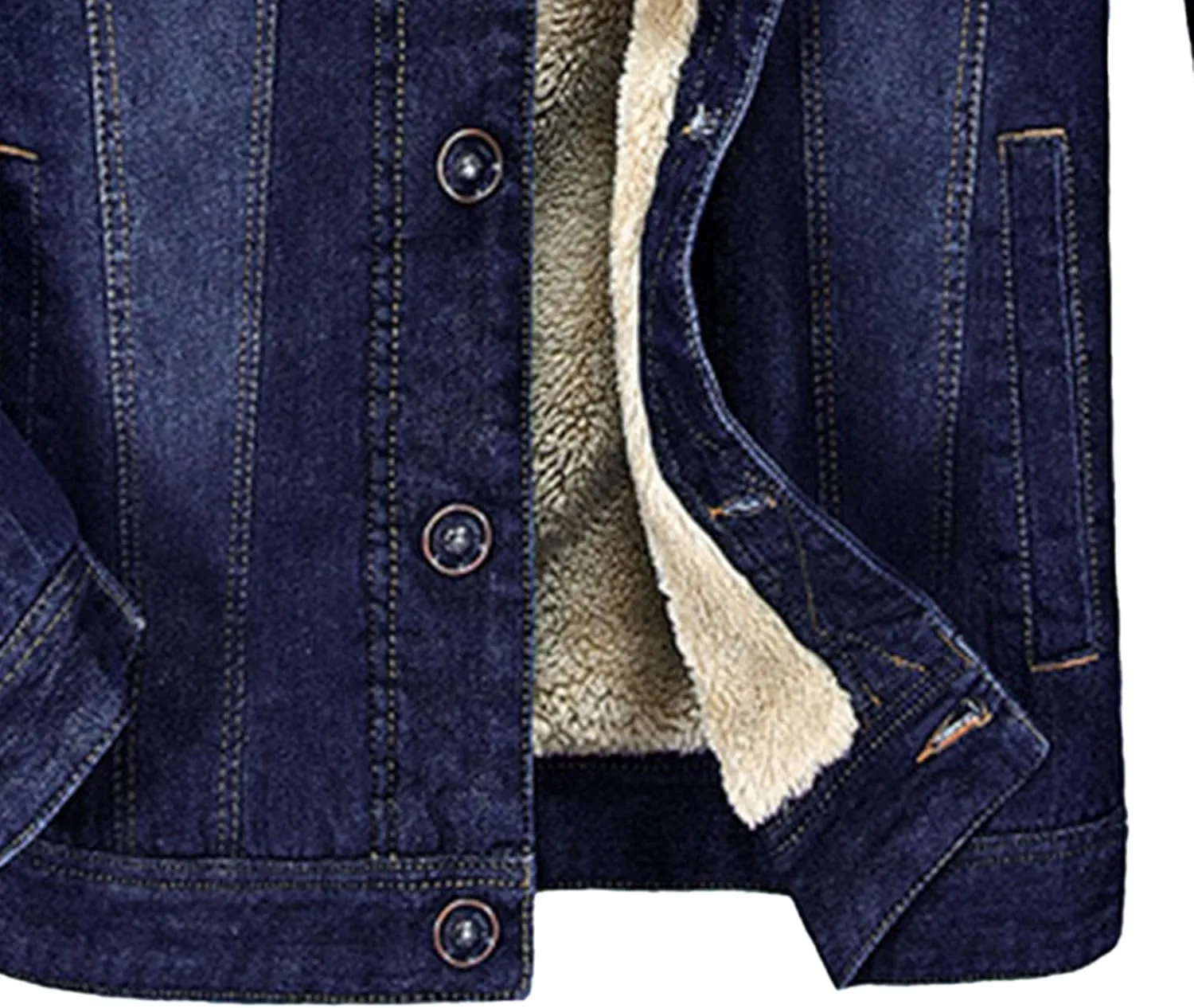 JEKE-DG Men's Sherpa Fleece Lined Denim Jacket Winter Trucker Jean Jacket Cowboy Thicken Cargo Coat
