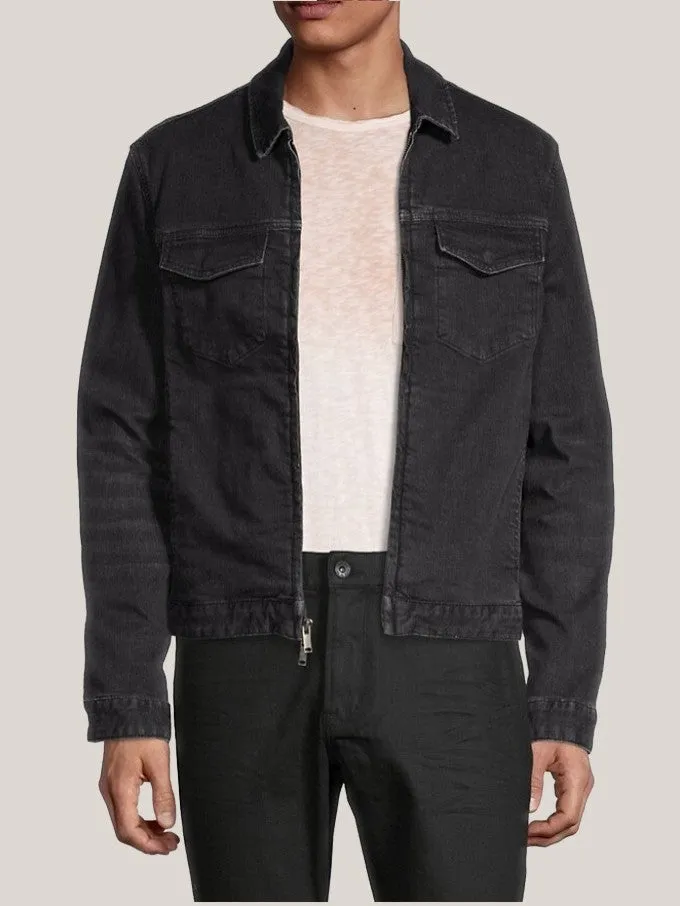 John Varvatos Benny Modern Trucker Jacket - Black Sand
