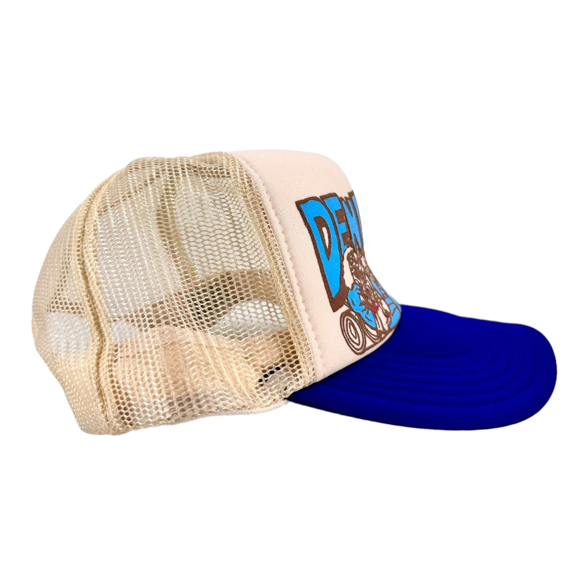 Kapital Denim Men Love Cats Camo Trucker Hat Cream Purple