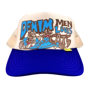 Kapital Denim Men Love Cats Camo Trucker Hat Cream Purple